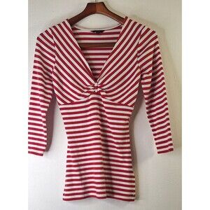 Vintage Y2K GUESS Baby Doll Top Womens Sz M Thermal Striped Retro School Skater